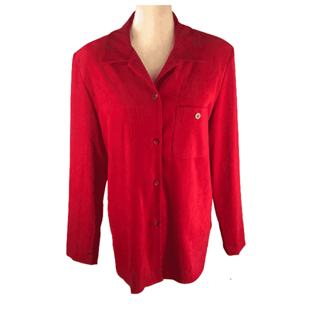 INCLINATIONS women's red button down shirt size M